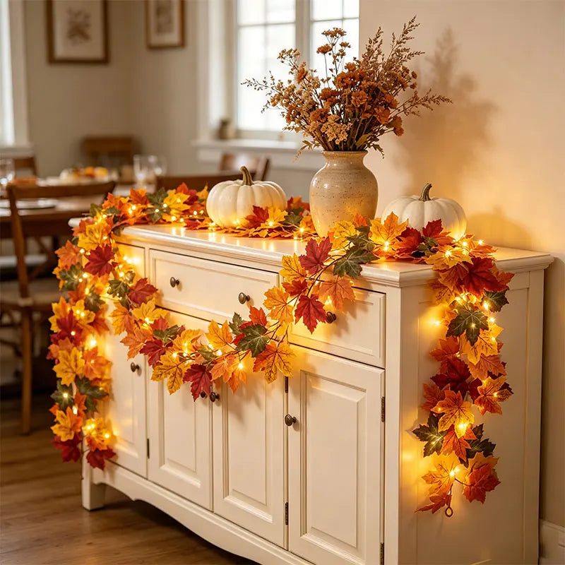 Light-Up Autumn Maple Leaf Garland – Indoor Vine