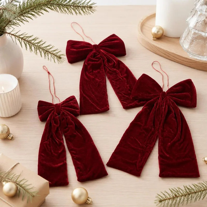 Red Velvet Christmas Bow Ornament - view 5 - LOWZY