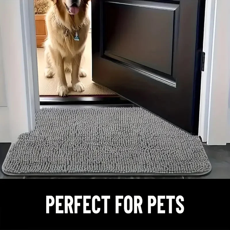 Grey Washable Dog Doormat for Muddy Paws