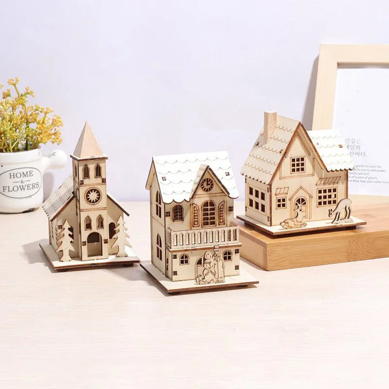 Mini LED Wooden Christmas House – 3 Festive Designs