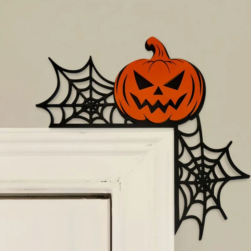 Wooden Halloween Door Corner Decoration – Ghost, Bat & Spider