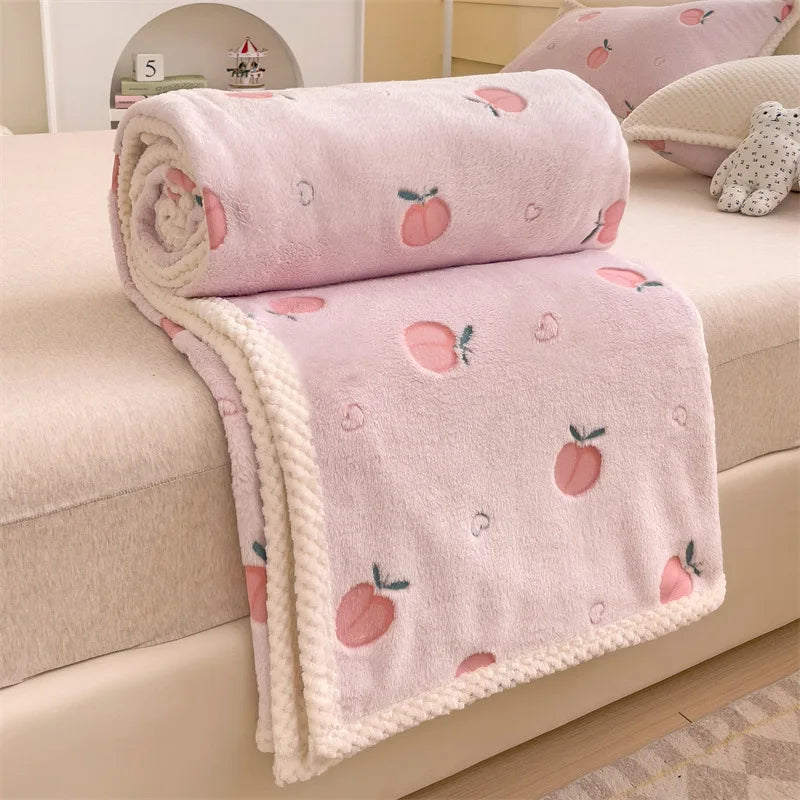 Cartoon Flannel Baby Blanket – Pushchair & Nap Throw – Blue duck / 70x100cm