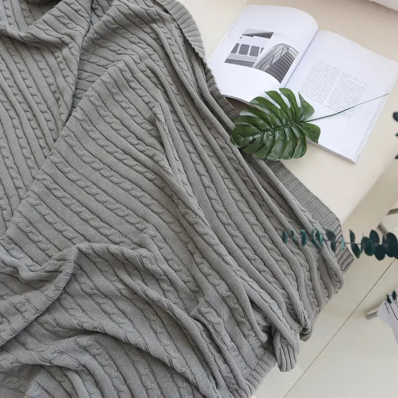100% Cotton Knitted Throw Blanket – 2 Sizes – 5 / 110x180cm