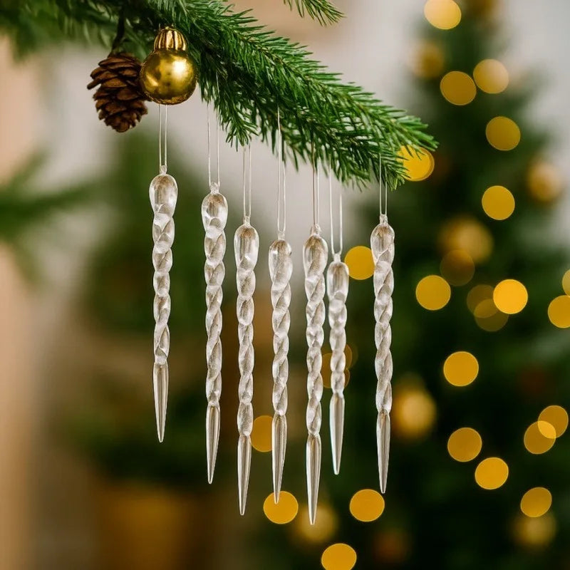 Clear Glass Icicle Ornaments – 12, 24 or 36 Pack - 13cm - LOWZY