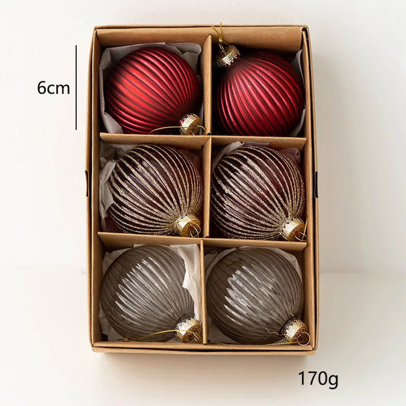 6cm Glass Christmas Baubles – 6 Pack - view 8 - LOWZY