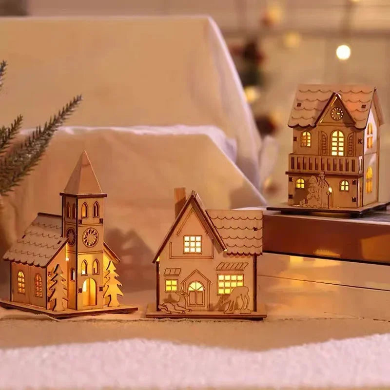 Mini LED Wooden Christmas House – 3 Festive Designs