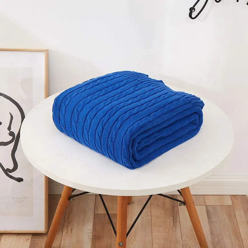 100% Cotton Knitted Throw Blanket – 2 Sizes – 10 / 180x200cm