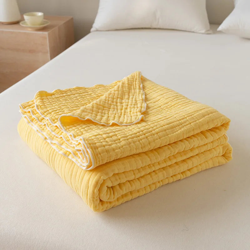 6-Layer Cotton Gauze Throw Blanket – Multiple Sizes – jiao t ju / 100x150cm