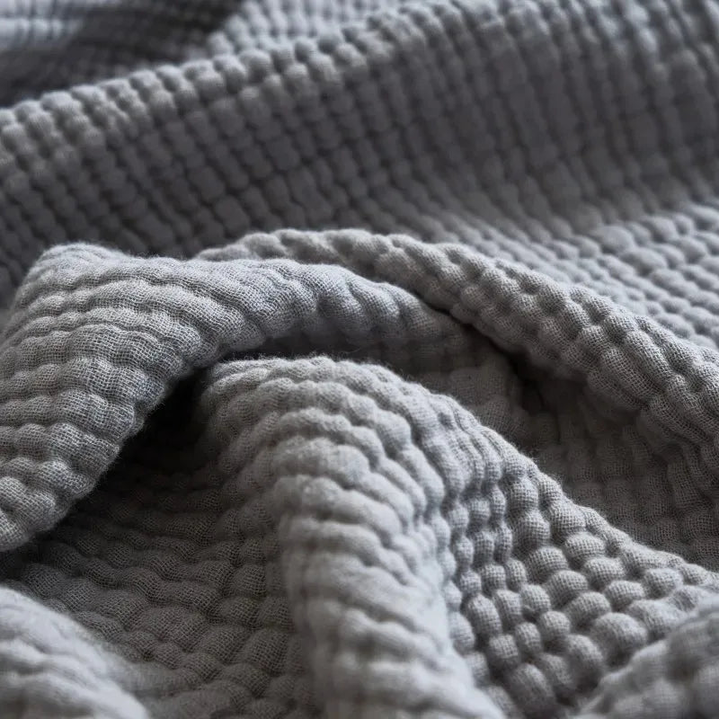 4-Layer Cotton Muslin Throw with Tassels – 2 Sizes – Dull Grey / 200x230cm