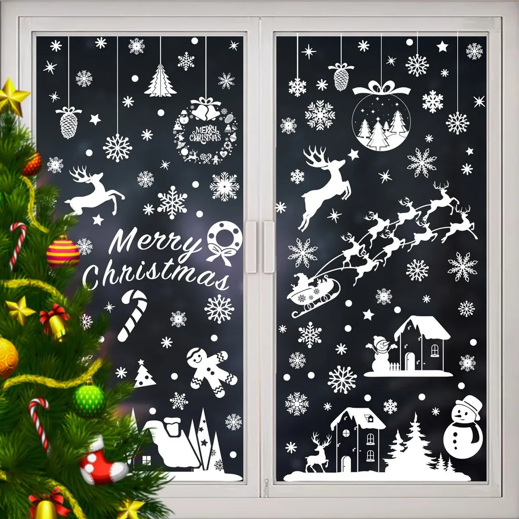 White Christmas Village Window Stickers - B - LOWZY