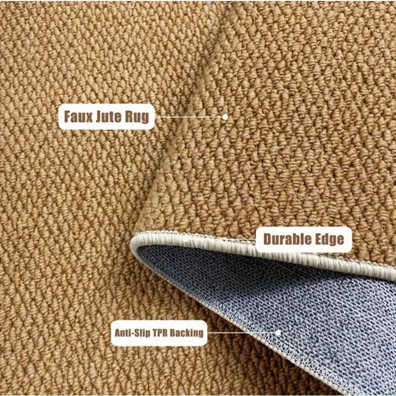 Brown Faux Jute Washable Doormat