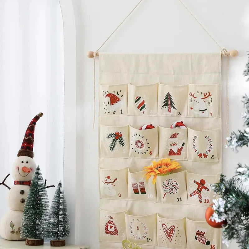 24-Pocket Hanging Christmas Advent Calendar - LOWZY