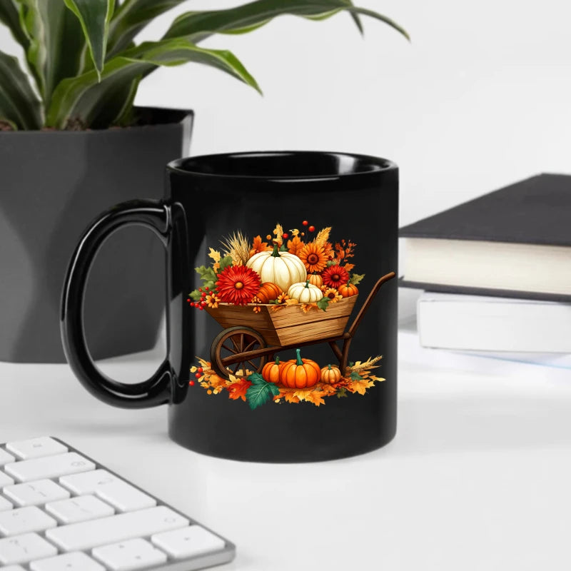 Autumn Harvest Ceramic Mug – Pumpkin Cart Design