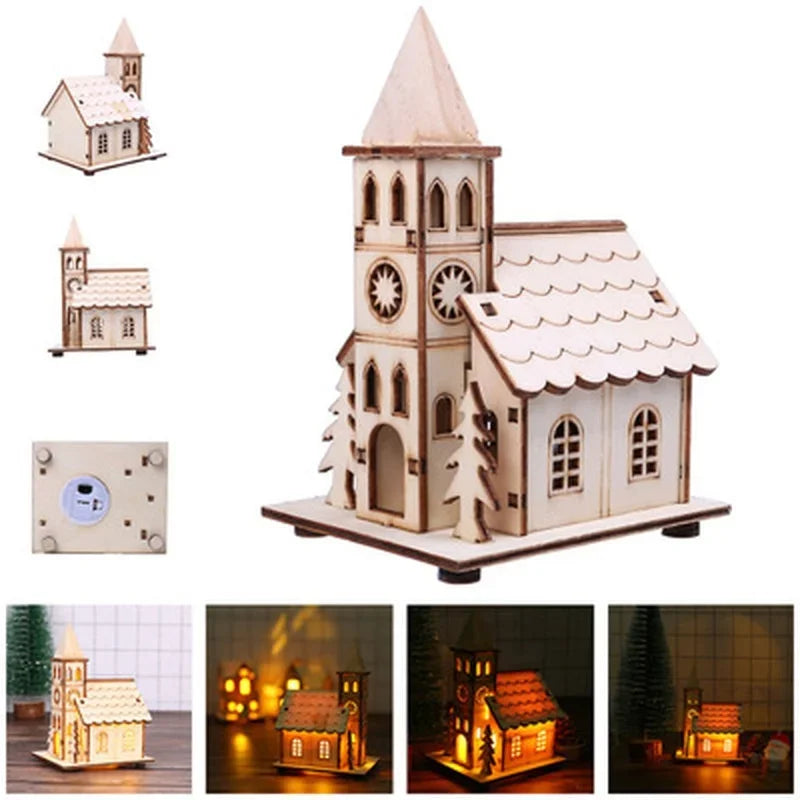 Wooden LED Christmas House – Festive Cabin Decoration