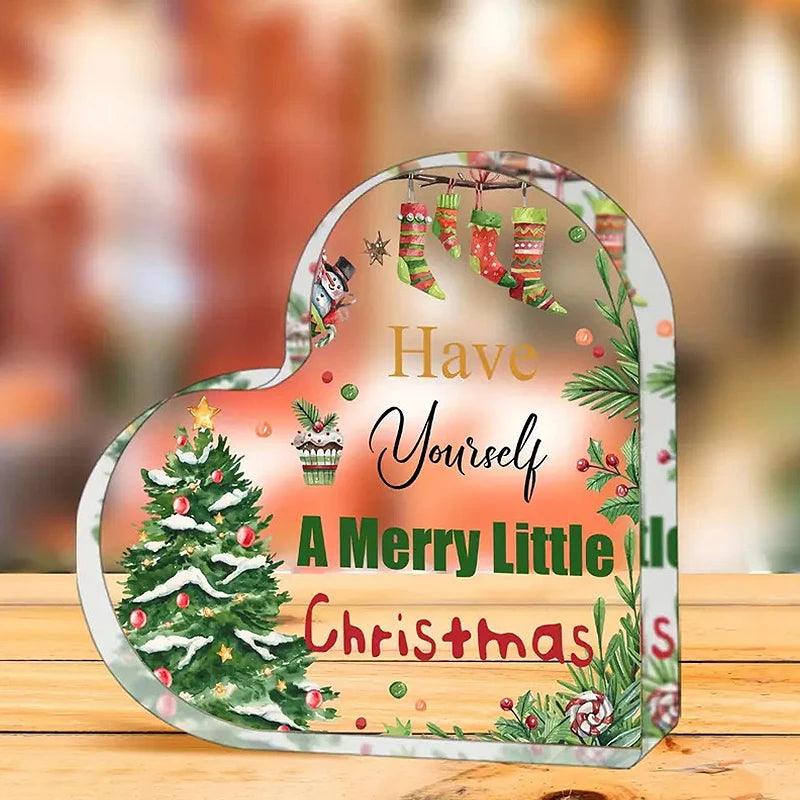 Acrylic Christmas Heart Table Decoration - LOWZY