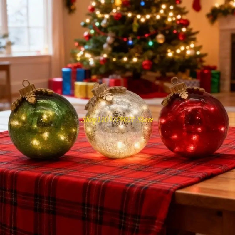 Pre-Lit Glass Tabletop Christmas Trees – 3 Piece Set - view 4 - LOWZY