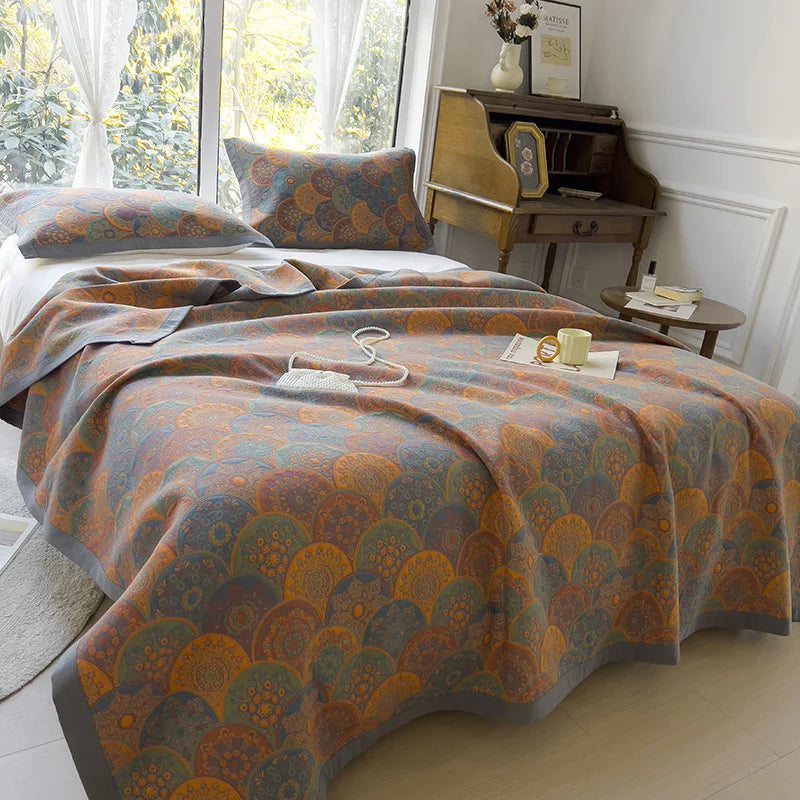 Vintage Cotton Jacquard Blanket & Pillow Towel Options – Romantic / 150x200cm Blanket