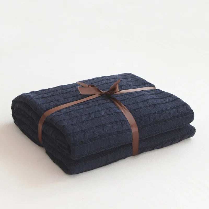 100% Cotton Knitted Throw Blanket – 2 Sizes – 22 / 180x200cm
