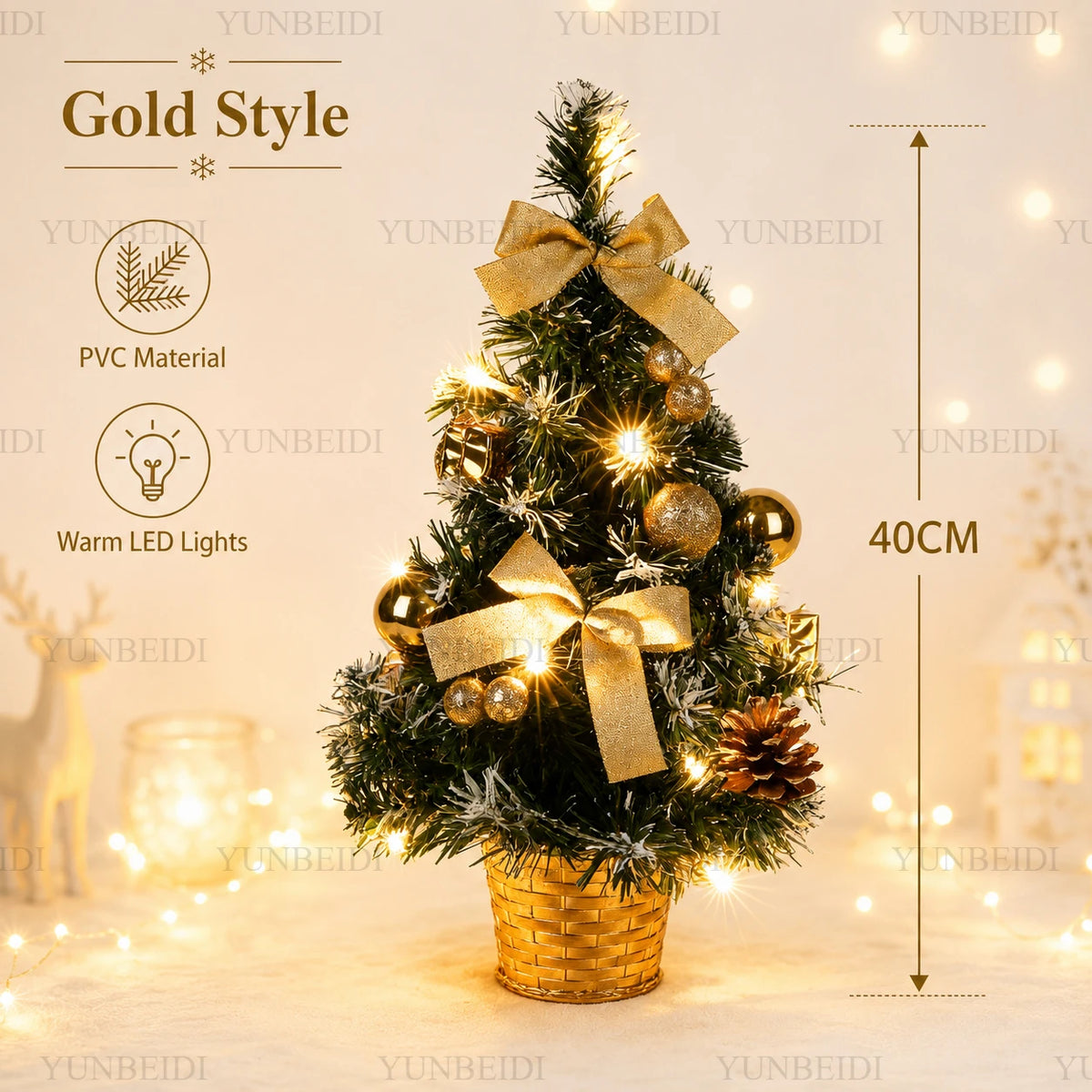 40cm LED Mini Artificial Christmas Tree - LOWZY