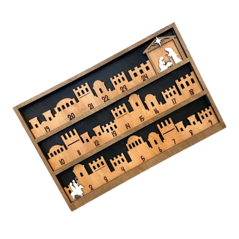 Wooden Nativity Advent Countdown Decoration - LOWZY