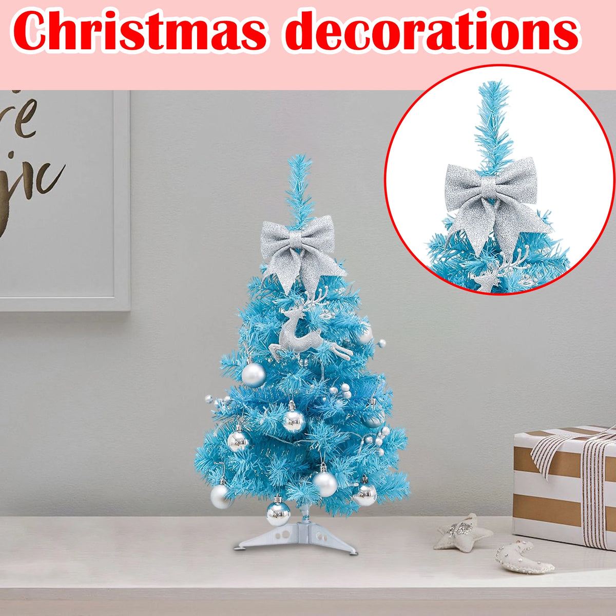 45cm Blue Light-Up Mini Christmas Tree - LOWZY