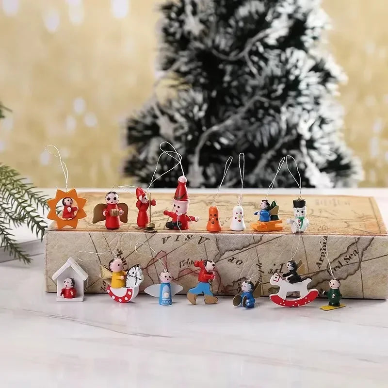 Boxed Wooden Christmas Tree Ornament Set - view 3 - LOWZY