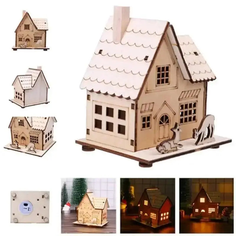 LED Wooden Christmas House Ornament - LOWZY