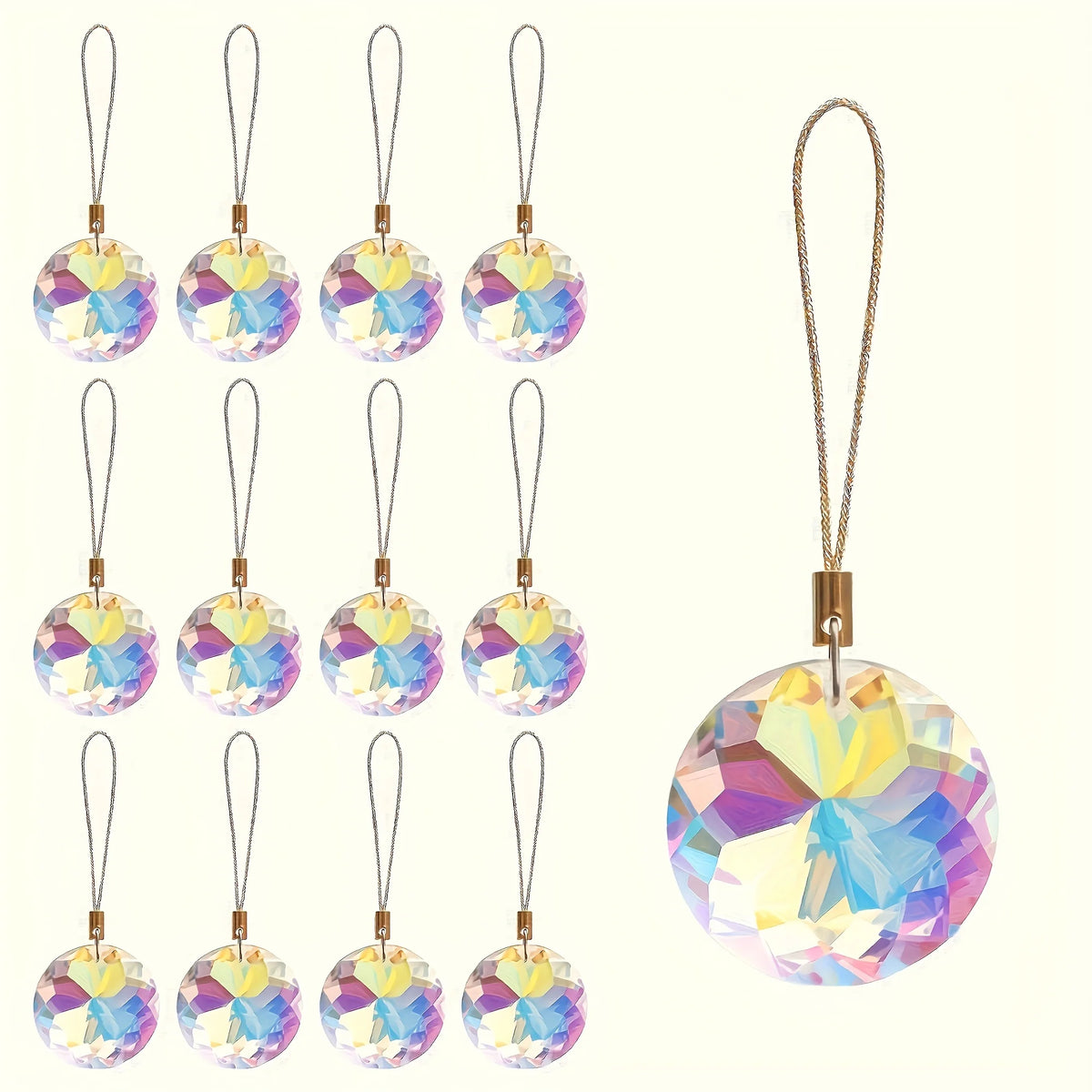 Iridescent Crystal Christmas Ornaments – 12 Pack - view 6 - LOWZY