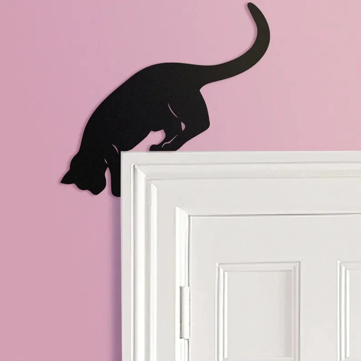 Wooden Cat Door Topper – Peeking Cat Decoration