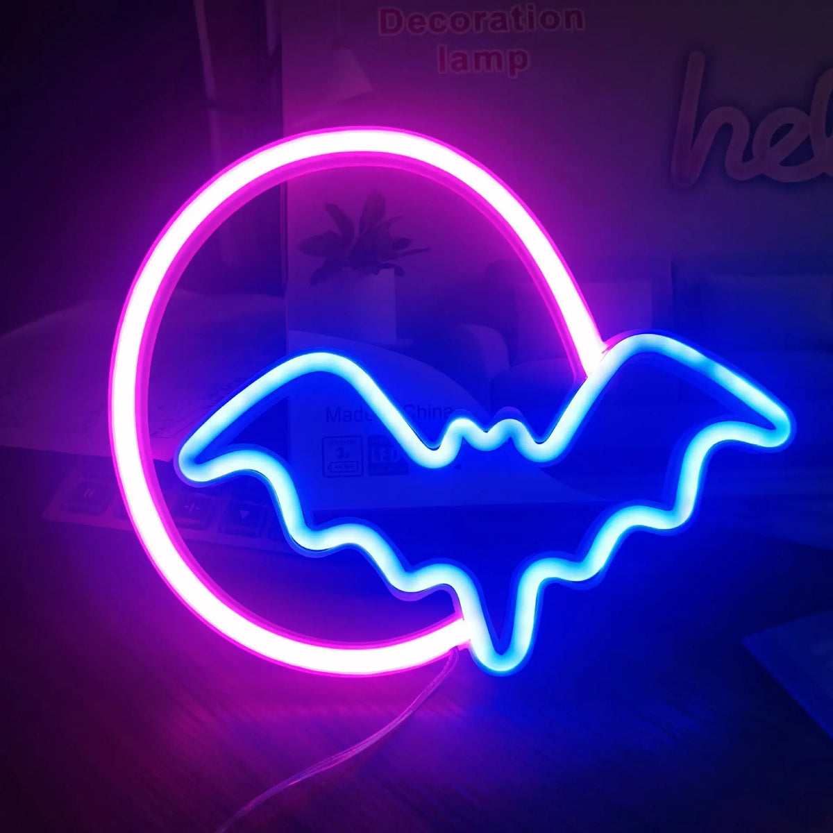 LED Bat & Moon Neon Halloween Light – 30cm