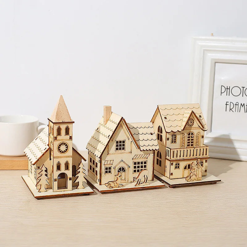 Wooden LED Christmas House – Festive Cabin Decoration