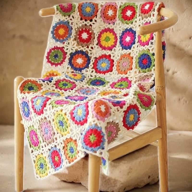 Hand-Crocheted Floral Throw & Decorative Cover – Multiple Sizes – 140x80cm