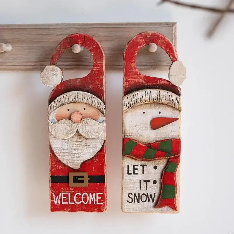Wooden Christmas Door Hanging Plaque - LOWZY
