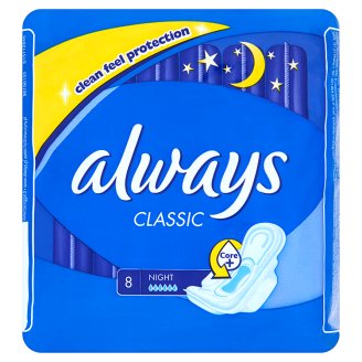 Always Classic Night Sanitary Towels With Wings