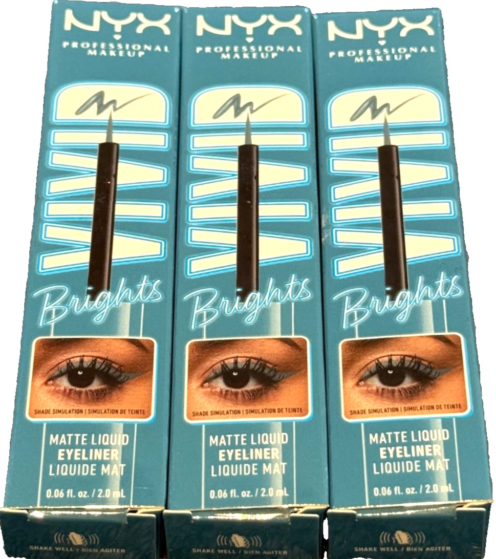 NYX Professional Makeup Vivid Brights Matte Liquid Eyeliner - 01 CYAN SIMP