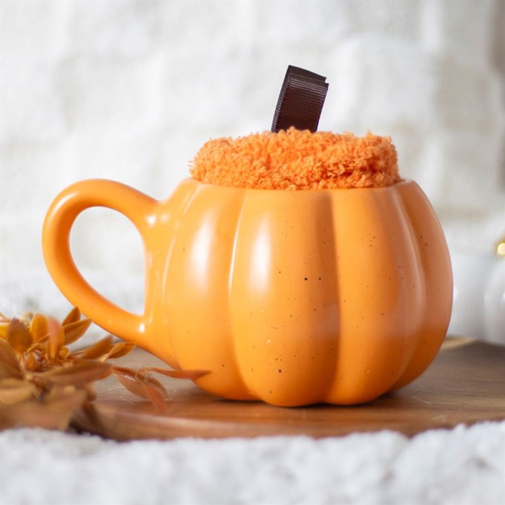 Pumpkin Shaped Mug & Socks Set autumn home decor